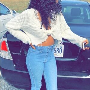 Front Knot Knitted Sweater